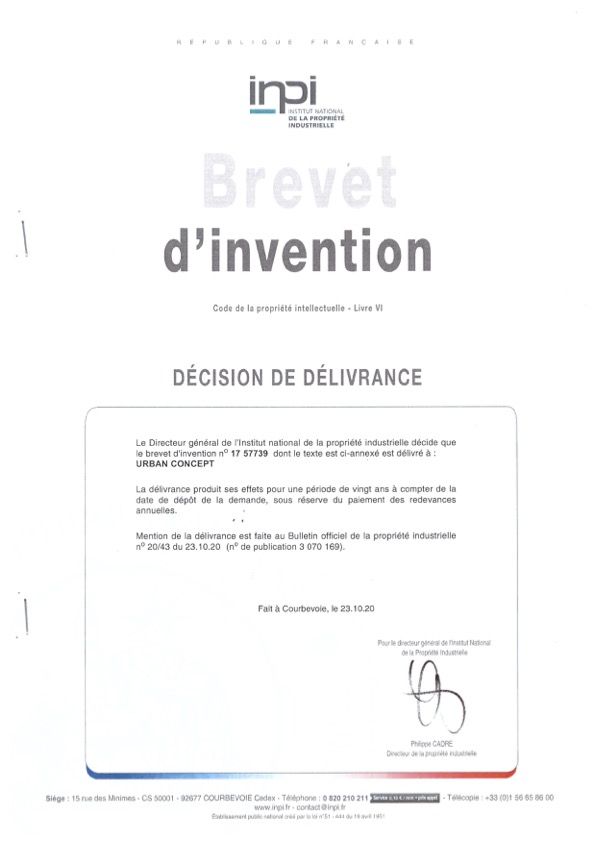 Brevet d'invention INPI Borne anti véhicule bélier Safely